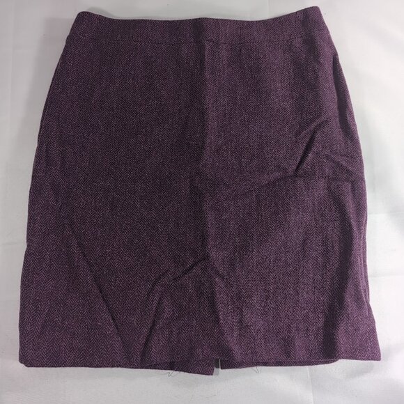 J. Crew No. 2 Pencil Skirt Purple 100% Wool Slit Knee Length Zip Closure Women 2 - Picture 1 of 11